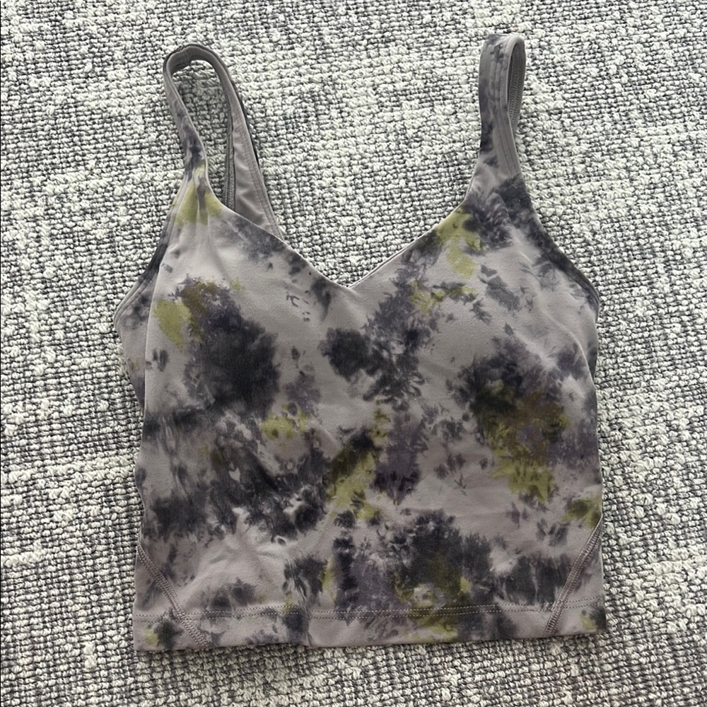 Lululemon Athletica Gray and Green Fitted Crop Camisole